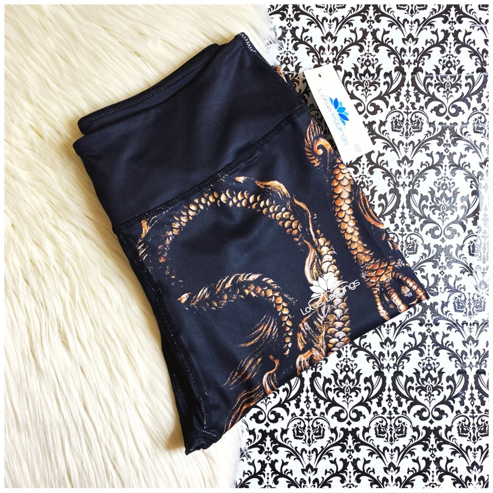 NWT Lotus Leggings size S : graphic print dragon activewear athletic leggings